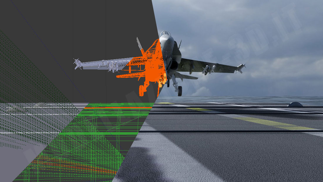 Simulazione atterraggio su portaerei F/A 18 3D