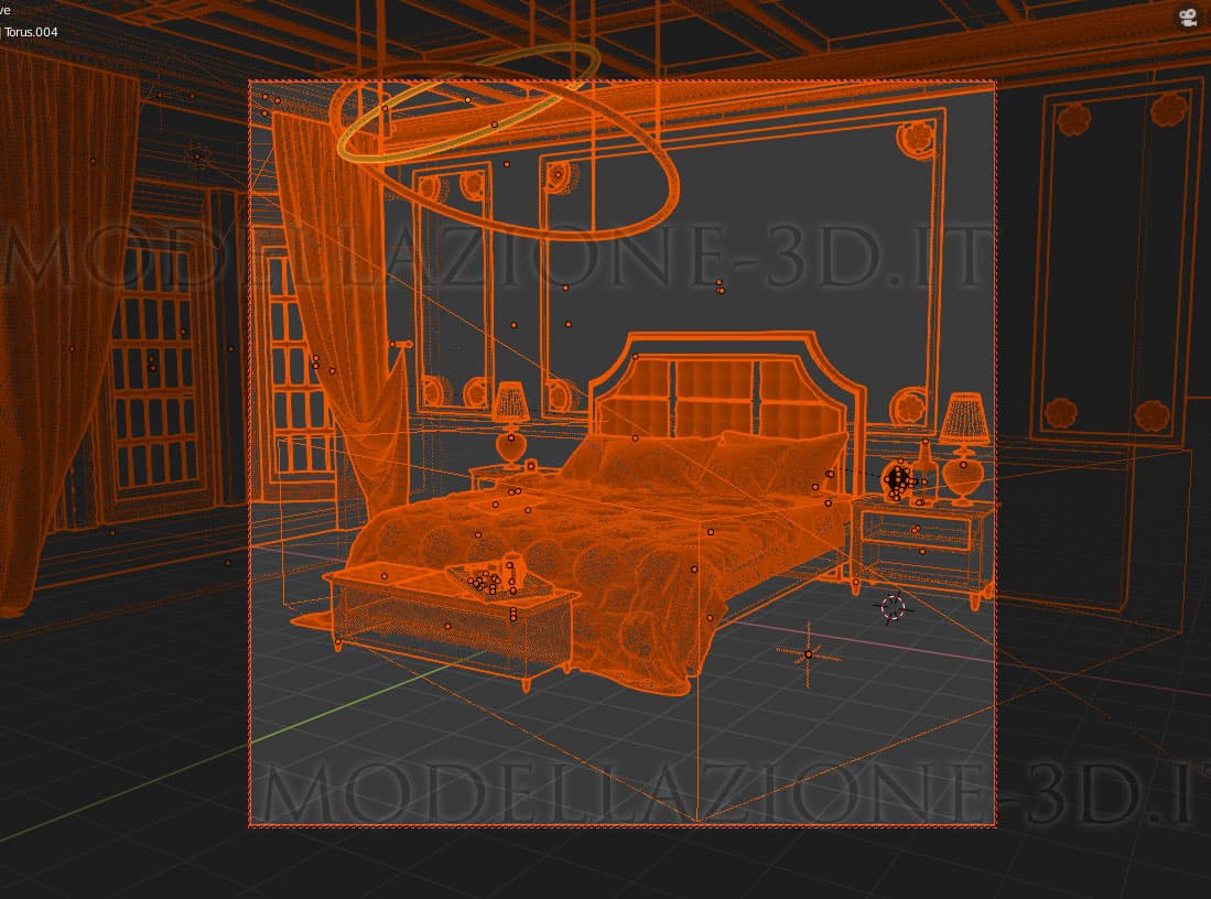 Ambientazione camera da letto modellazione e render 3D