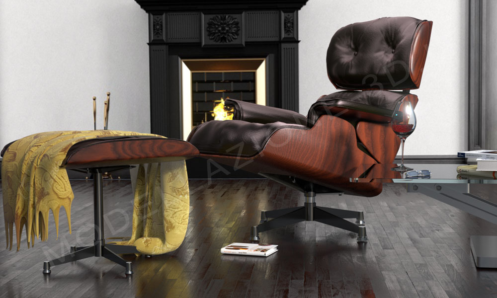 Poltrona Eames Lounge 3D ed ambientazione