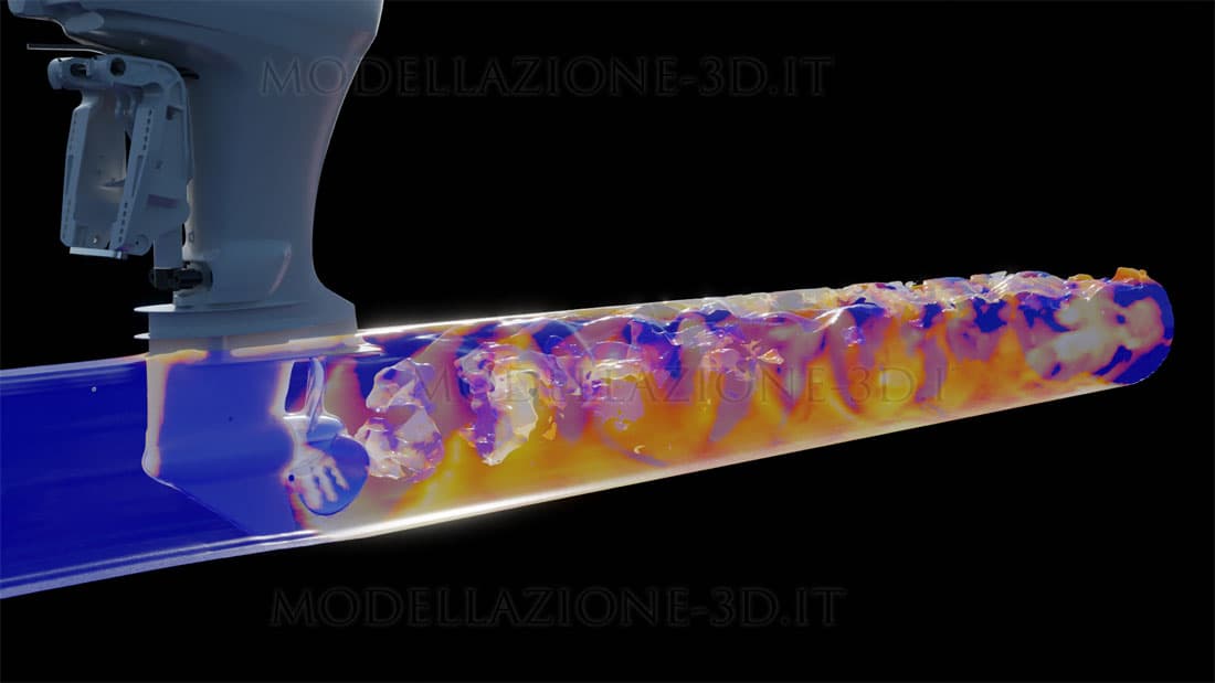 Simulazione fluidi elica in acqua 3D