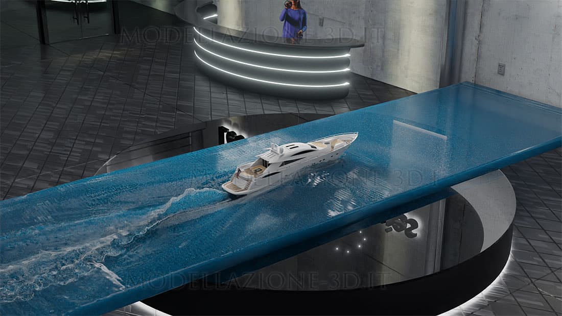 Animazione 3D yacht in ambiente virtuale