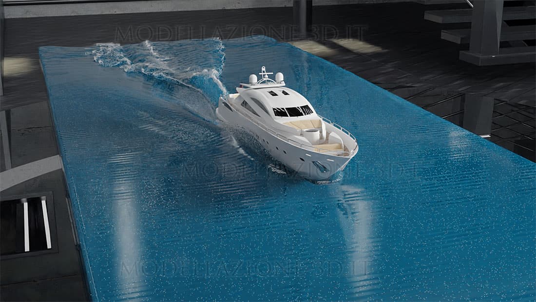 Animazione 3D yacht in ambiente virtuale