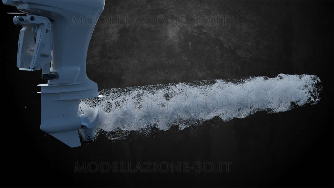 Simulazione fluidi elica in acqua 3D