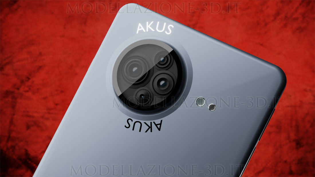 Concept smartphone quad cam 4K modellazione e render 3D