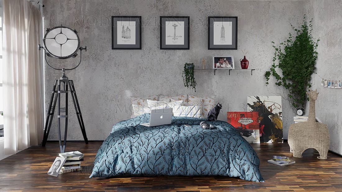 Camera da letto stile minimalista