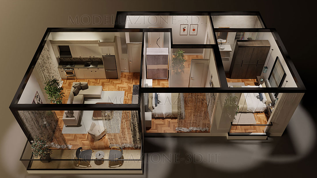 Visione 360° immersiva 3D appartamento 